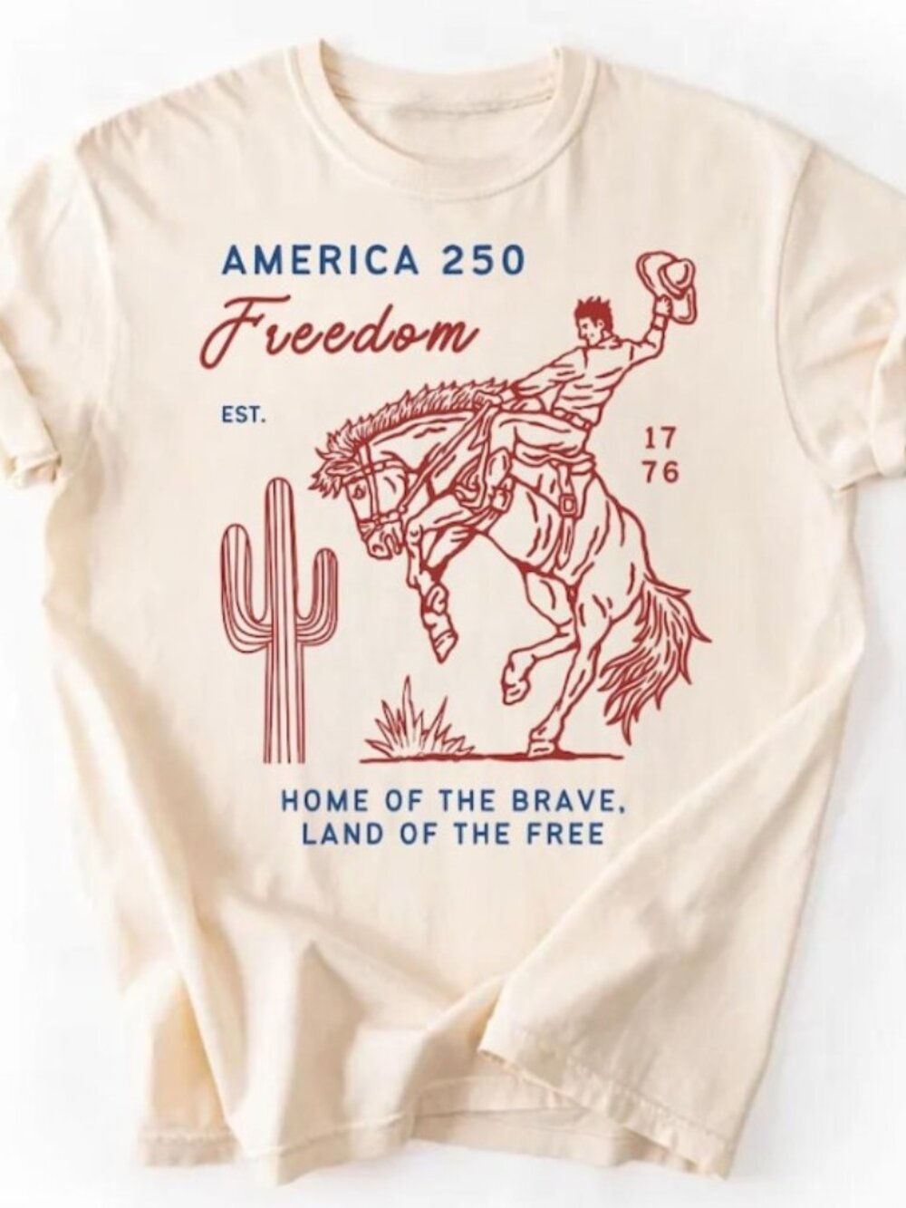 250th America Anniversary Shirt, Western Cowboy Graphic 4th of July T-Shirt